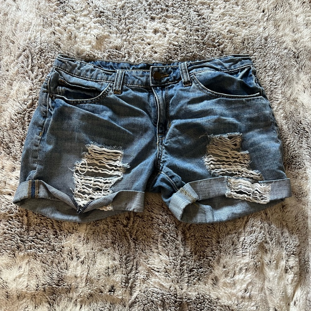 Black Label Blue Distressed Jean Shorts